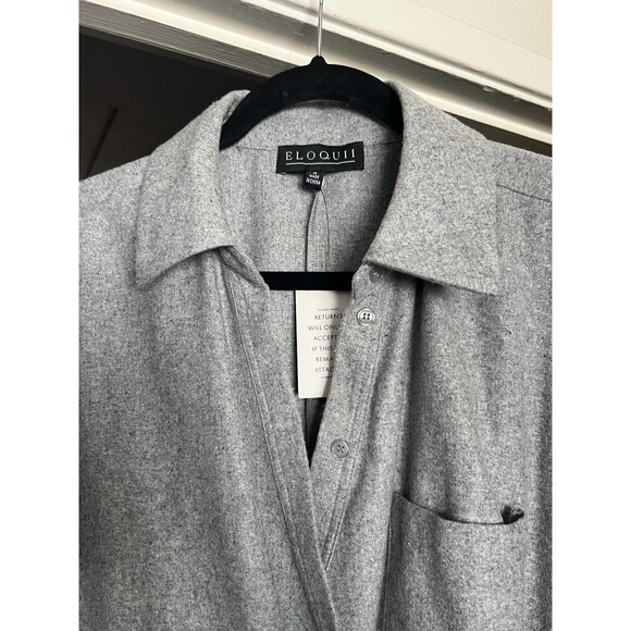 NWT Eloquii Wrap Waist Shirtdress Gray Size 16 Belted Button Front Midi - Picture 6 of 16